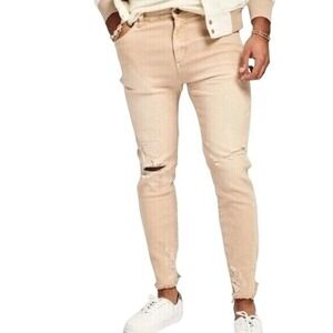 SER.O.YA Diego Tapered Crop Jeans Mens 31 x 28 Sand Dune Distressed Streetwear
